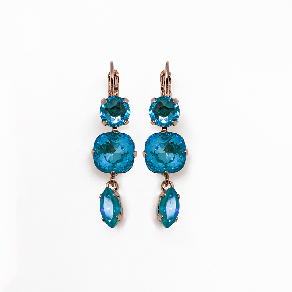 Round and Cushion Cut Leverback Earrings in Sun-Kissed "Laguna" *Preorder*