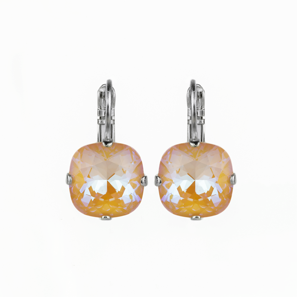 Cushion Cut Leverback Earrings in Sun-Kissed "Peach" *Preorder*