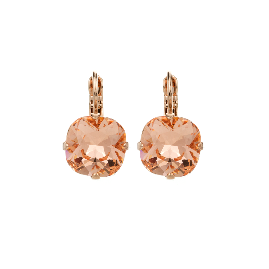 Cushion Cut Leverback Earrings in "Peach" *Preorder*