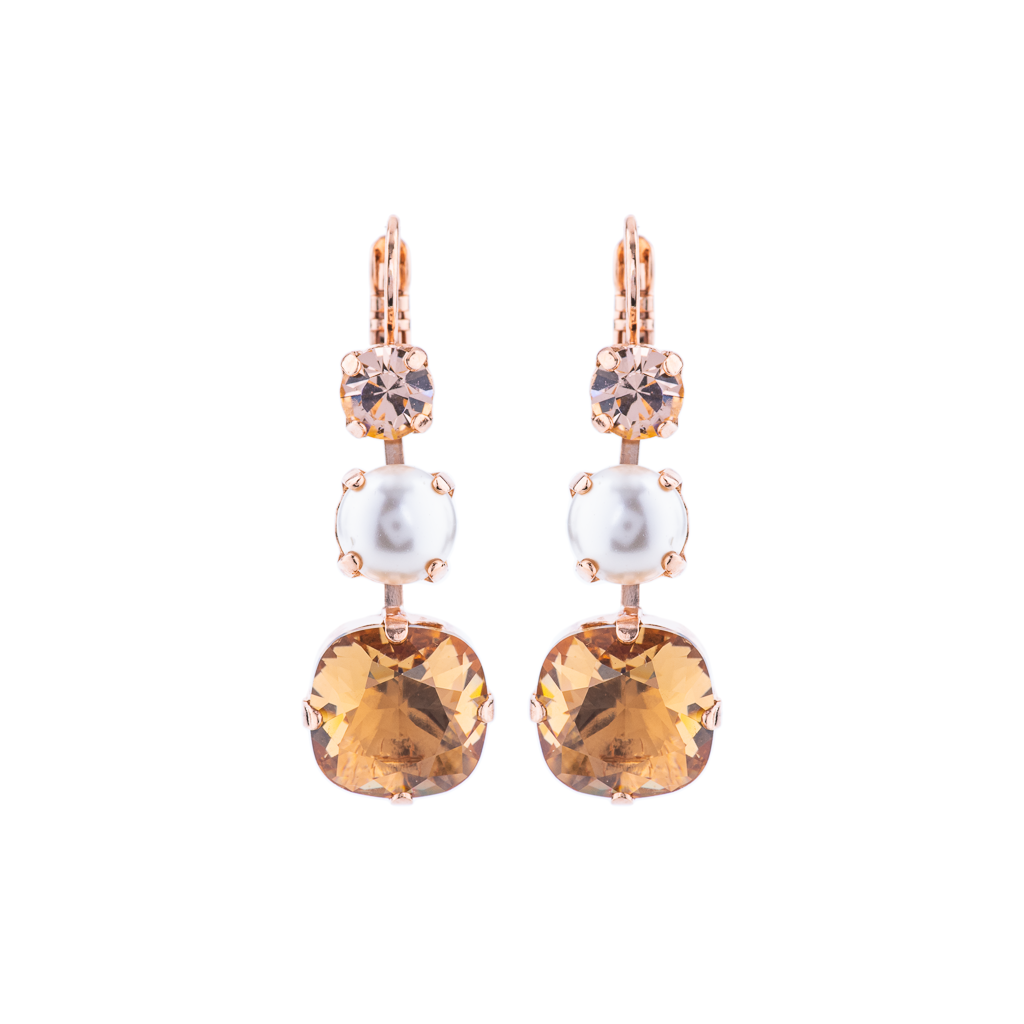 Trio Round and Cushion Cut Leverback Earrings in "Earl Grey" *Preorder*
