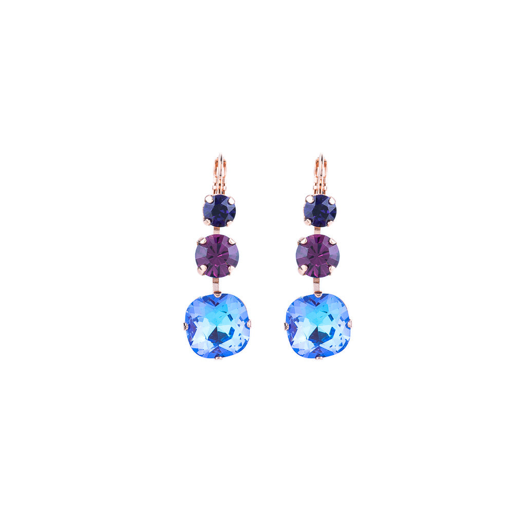 Trio Round and Cushion Cut Leverback Earrings in "Wildberry" *Preorder*