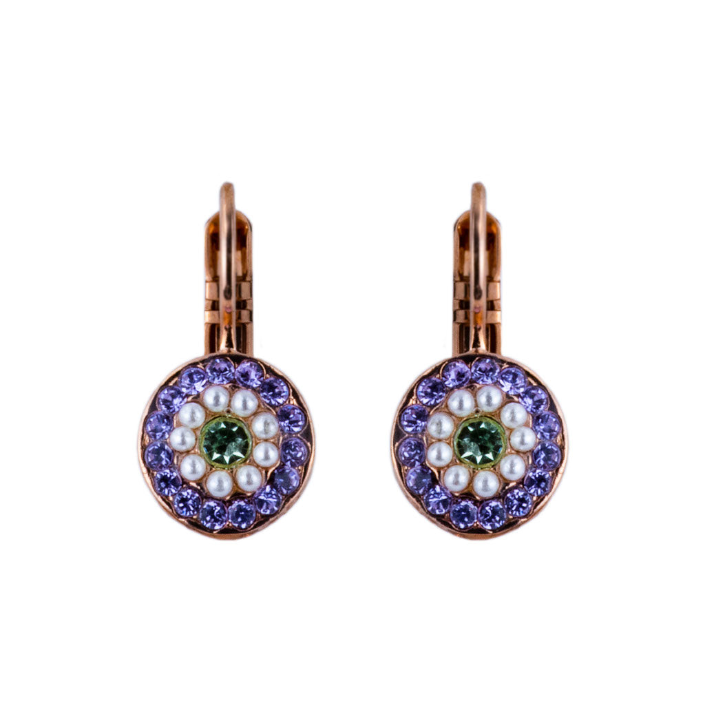 Petite Pavé Leverback Earrings in "Mint Chip" - Rose Gold