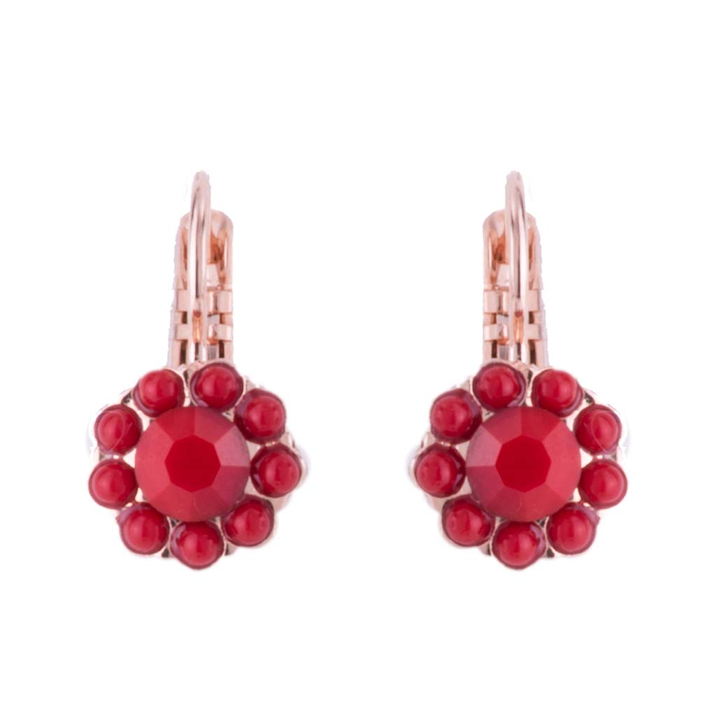 Medium Flower Leverback Earrings in "Red Coral" *Custom*