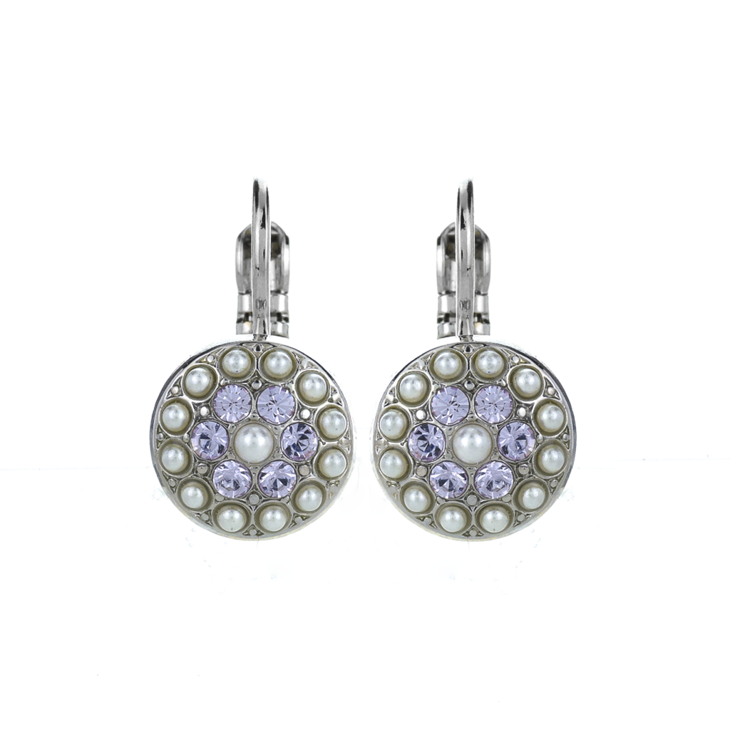 Pavé Round Petite Leverback Earrings in "Romance" *Preorder*