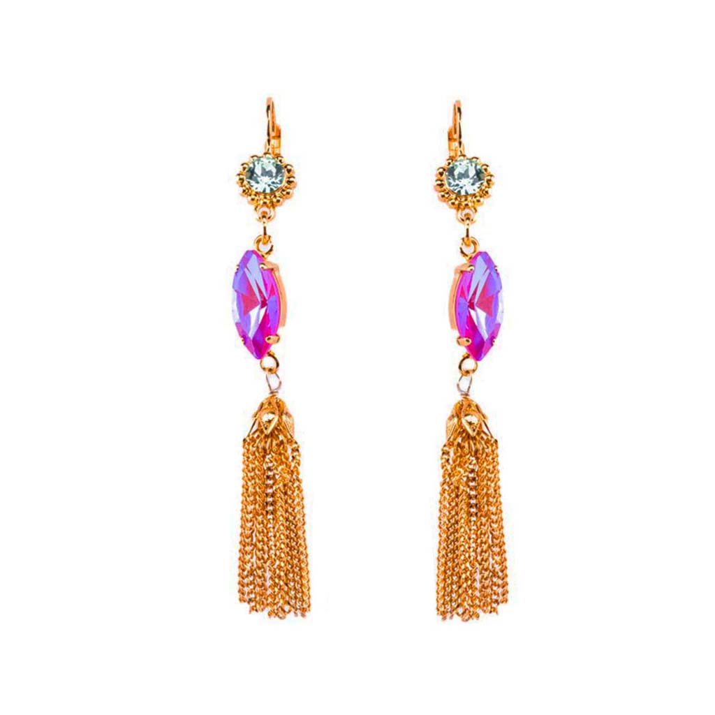 Marquise Leverback Earring With Tassel in "Enchanted" *Custom*