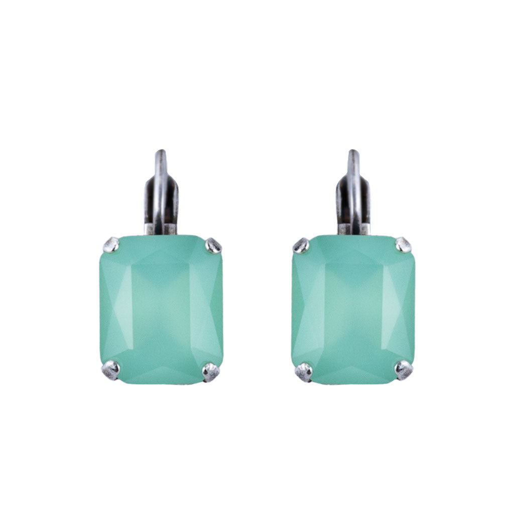 Large Emerald Cut Leverback Earrings in "Seafoam" *Custom*