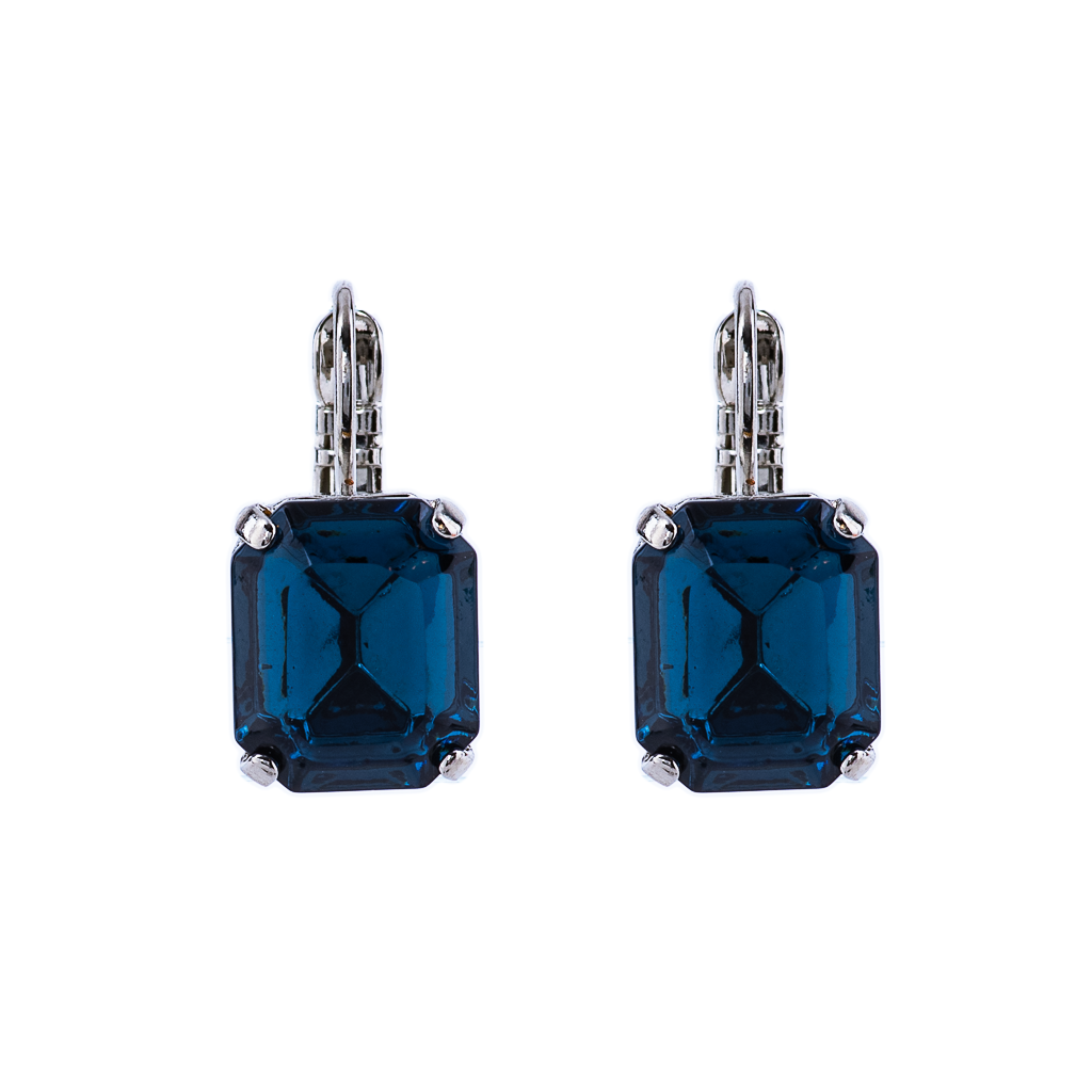 Emerald Cut Leverback Earrings in "Montana Blue" *Custom*