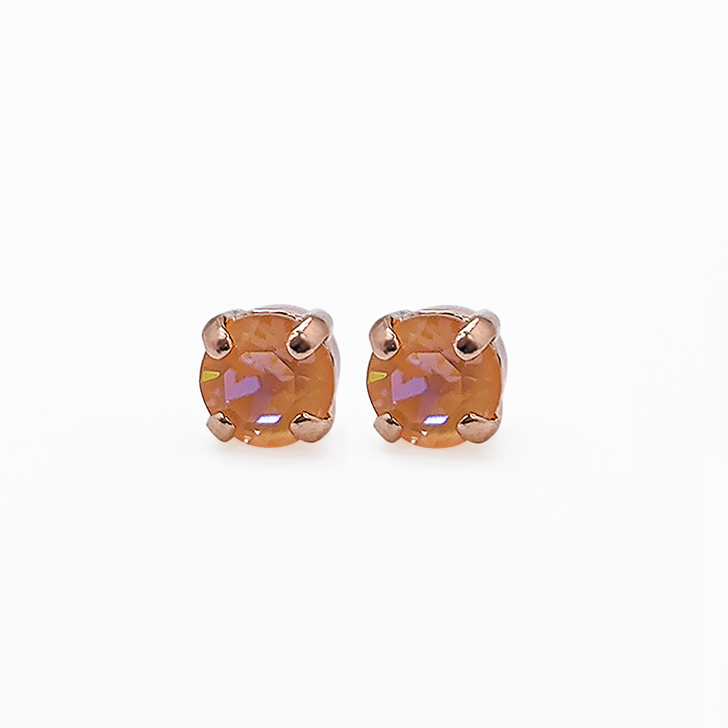 Petite Single Stone Post Earrings in Sun-Kissed "Peach" *Custom*