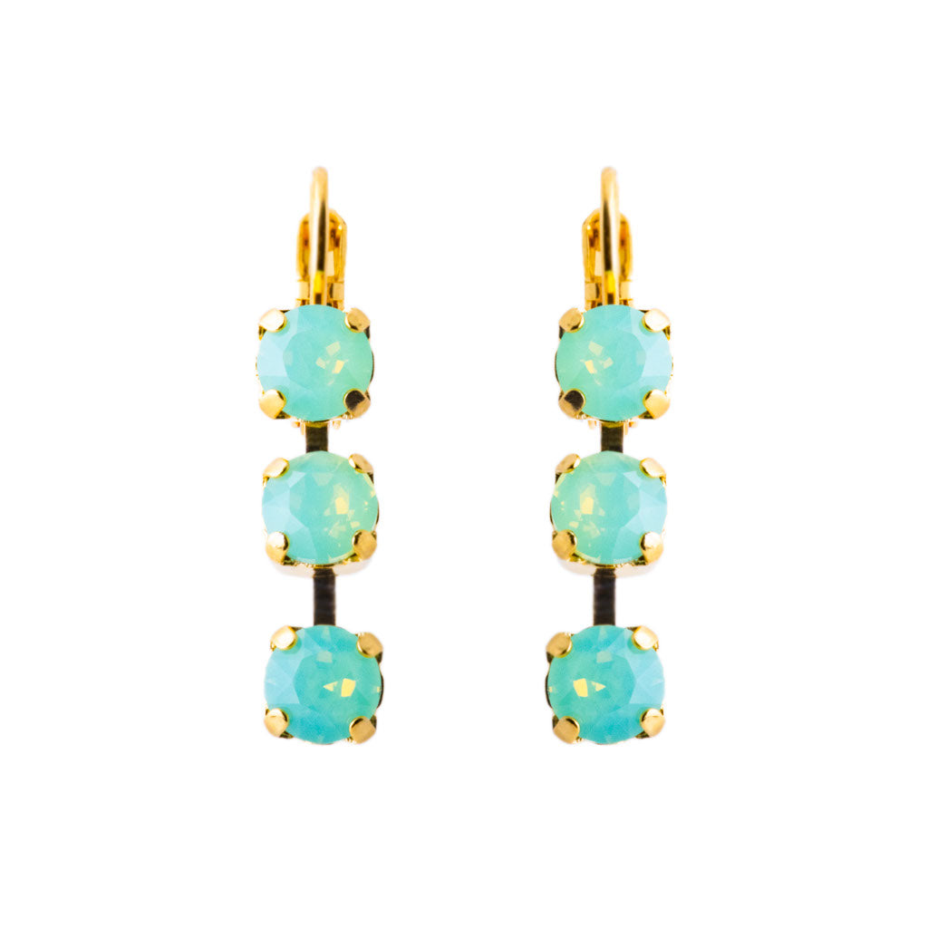 Petite Three Stone Leverback Earrings in Chrysolite Opal *Preorder*