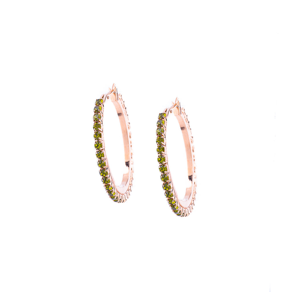 Petite Embellished Hoop Earrings in "Olivine" *Preorder*