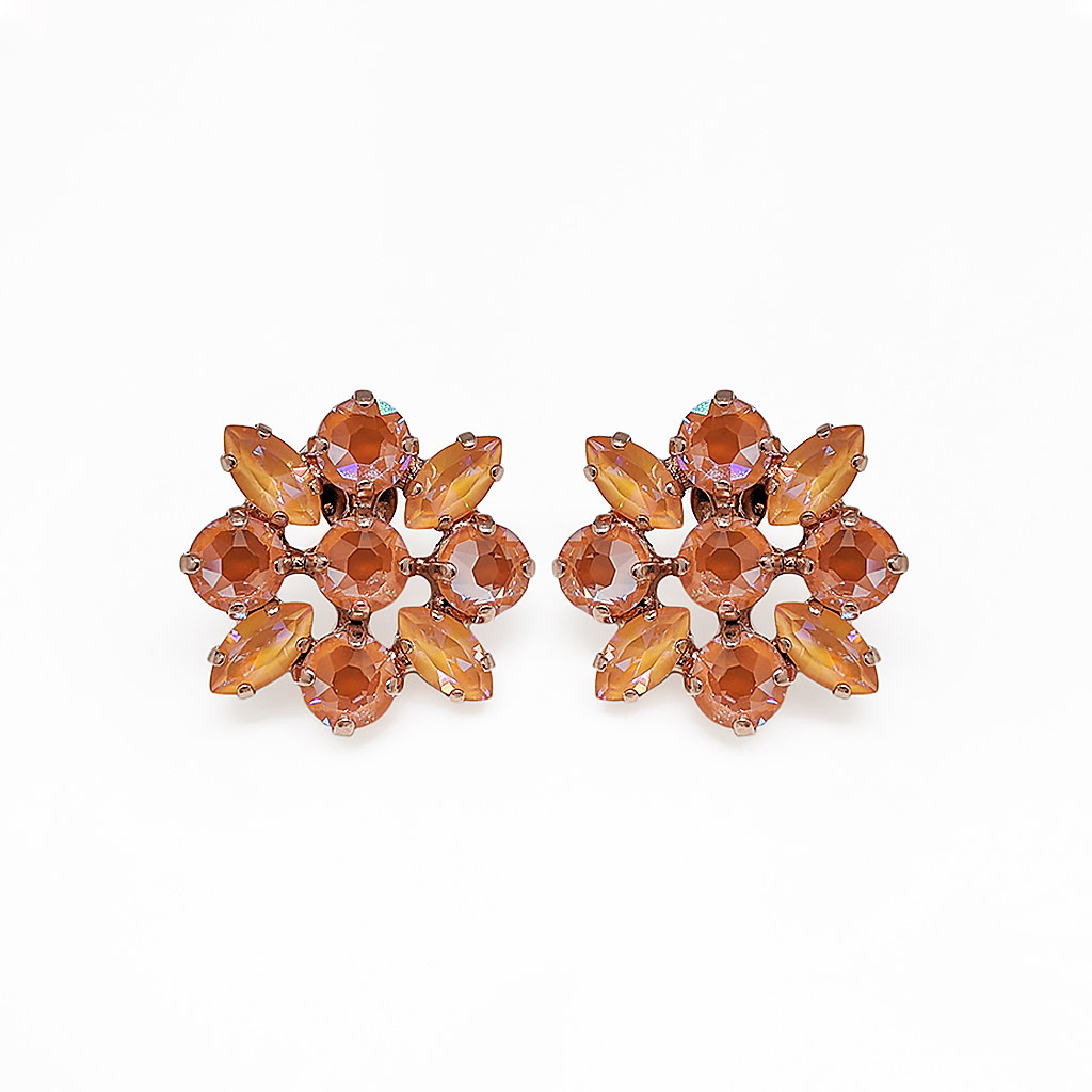 Marquise and Round Post Earrings in Sun-Kissed "Peach" *Preorder*