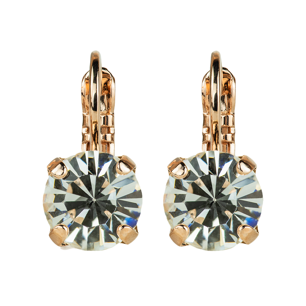 Medium Leverback Earrings in Clear - Yellow Gold