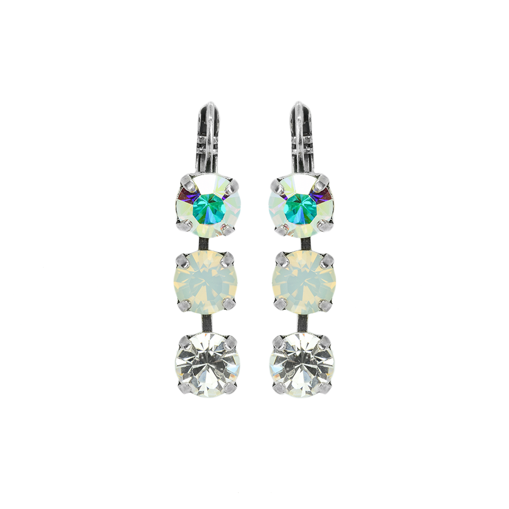 Three Stone Bridal Leverback Earrings in "On A Clear Day" *Preorder*