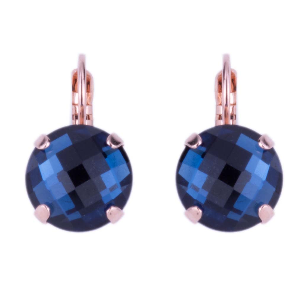 Large Round Leverback Earrings in "Checkerboard Royal Blue" *Custom*
