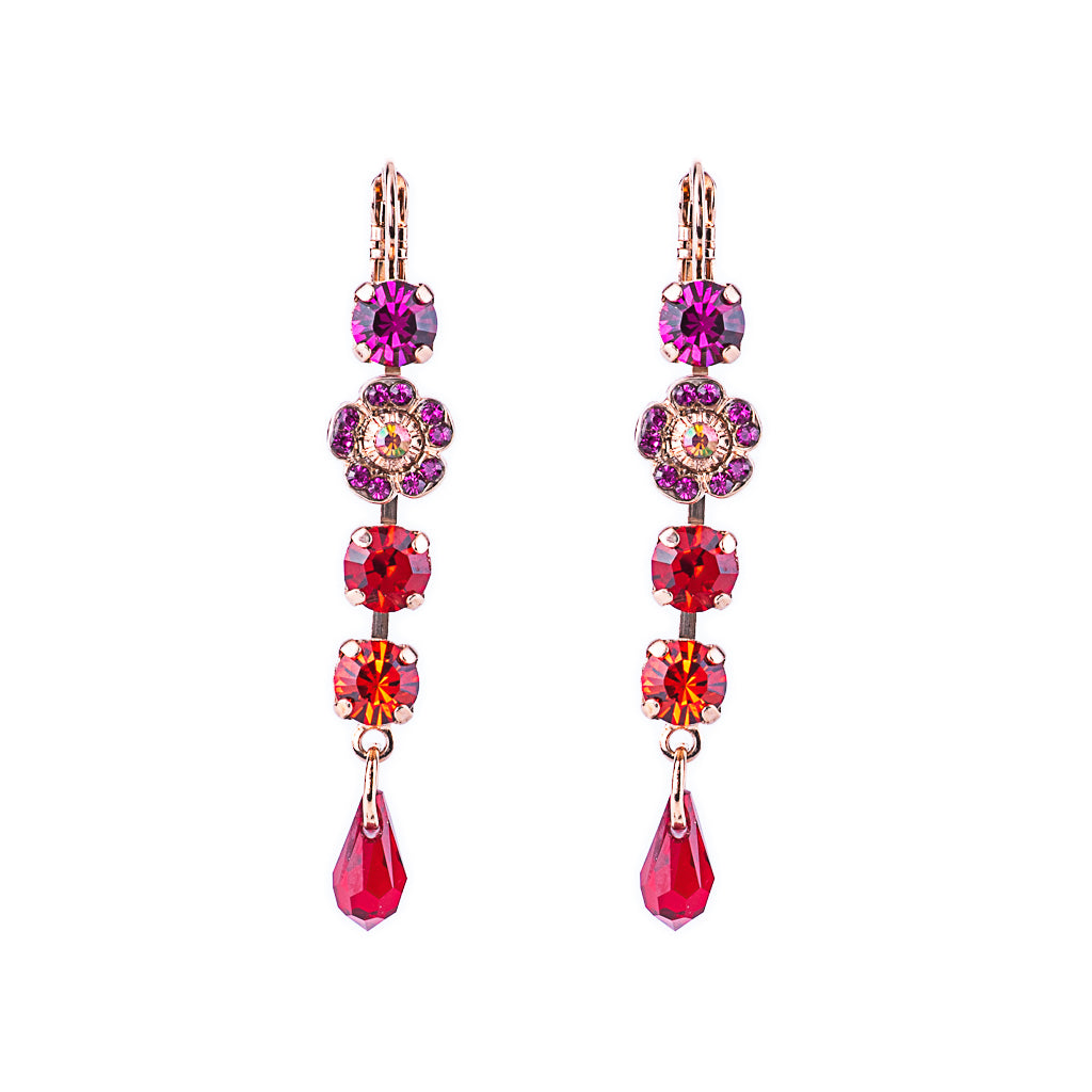 Petite Dangle Cosmos Leverback Earring in "Hibiscus" *Preorder*