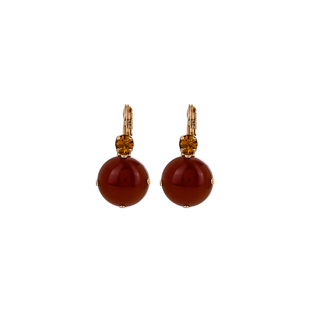 Extra Luxurious Double Stone Leverback Earring in "Topaz and Carnelian" *Preorder*