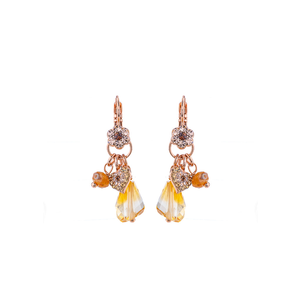 Petite Flower Dangle Leverback Earrings in "Chai" *Preorder*