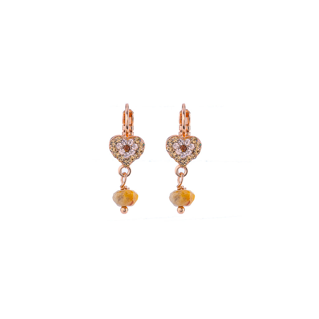 Petite Heart Dangle Leverback Earrings in "Chai" *Preorder*