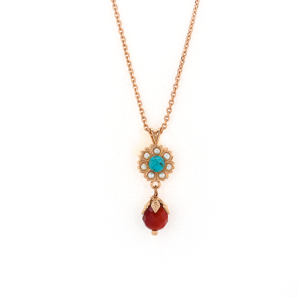 Flower Dangle Pendant in "Happiness-Turquoise" *Preorder*