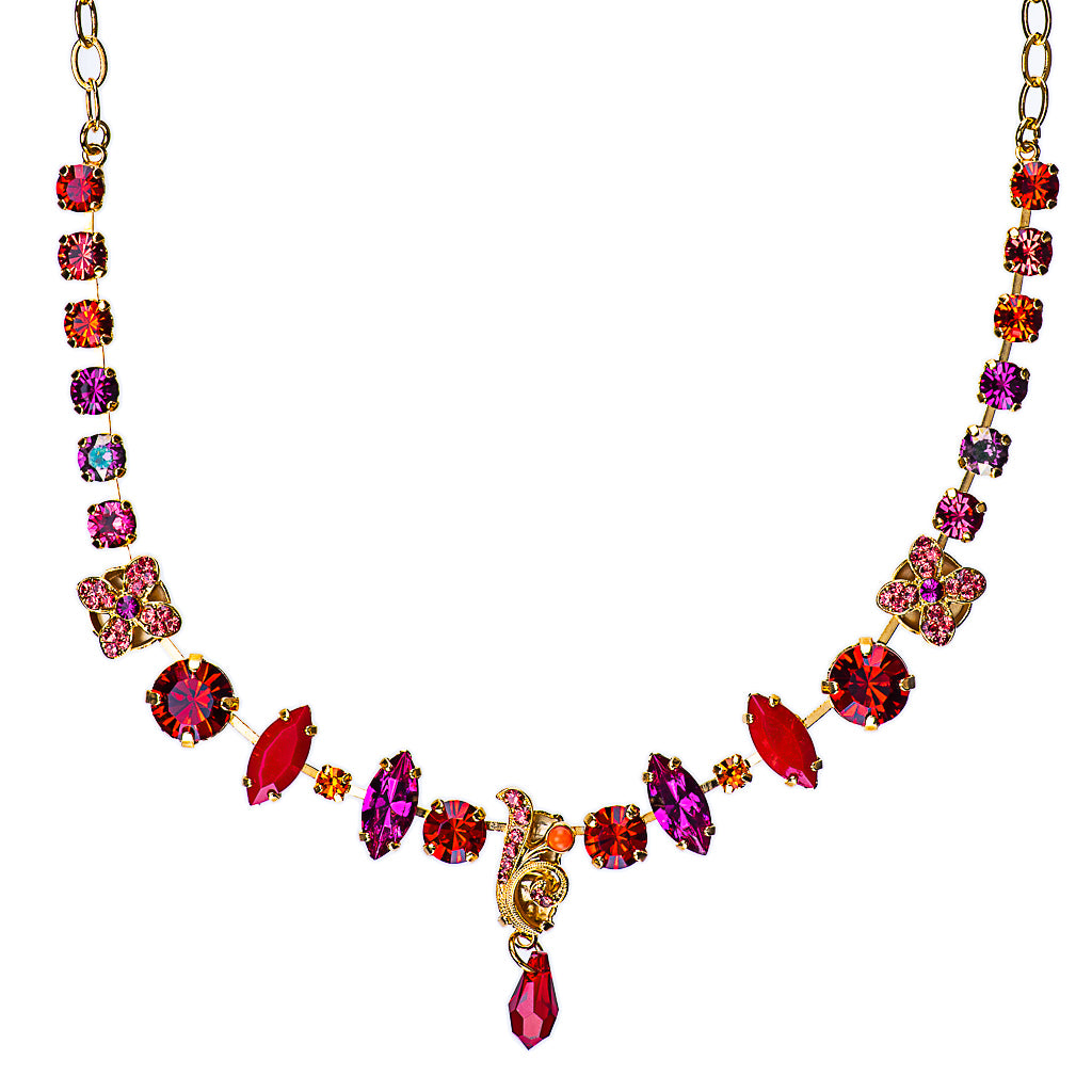 Wallflower Marquise and Round Necklace in "Hibiscus" *Preorder*