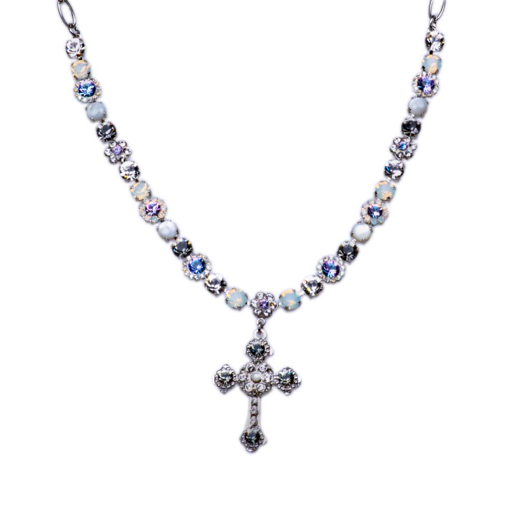 Medium Floral Cross Necklace in "Ice Queen" *Preorder*