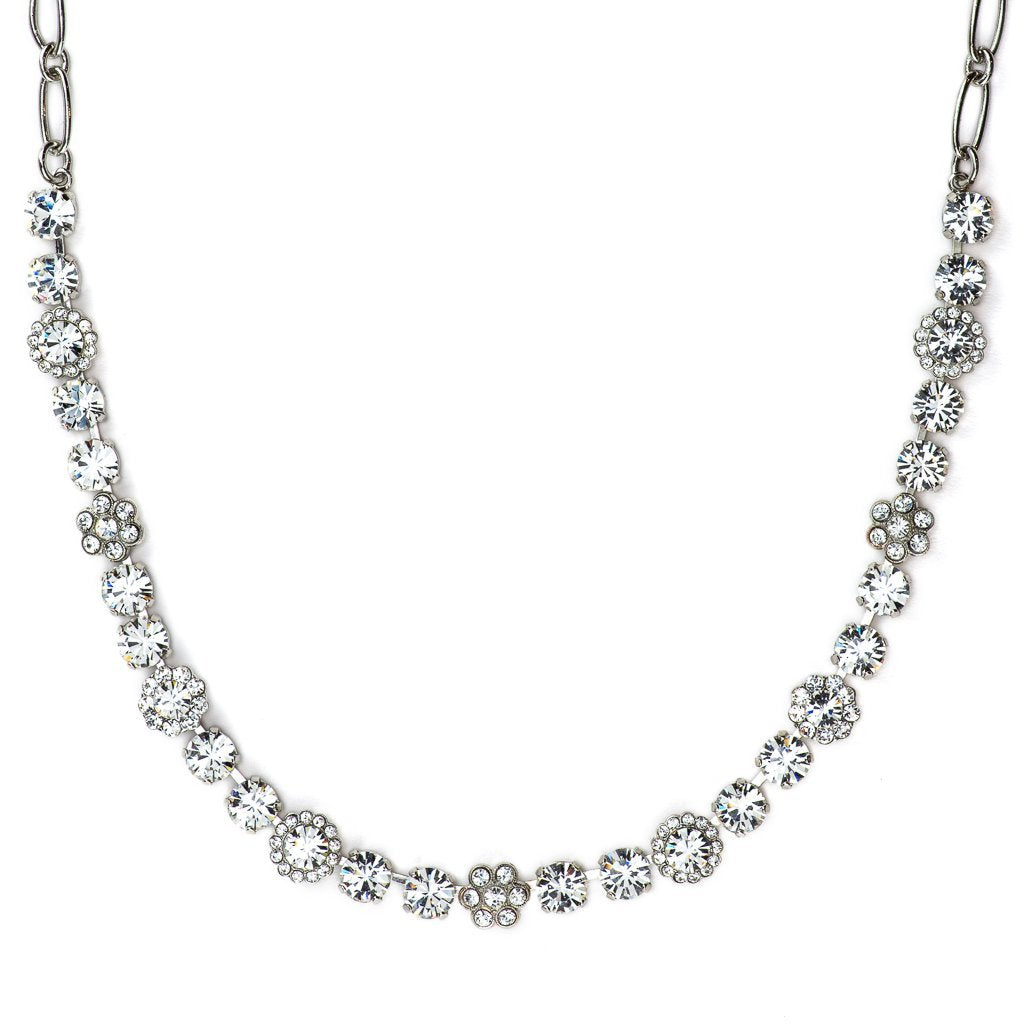 Medium Blossom Necklace in Clear - Rhodium