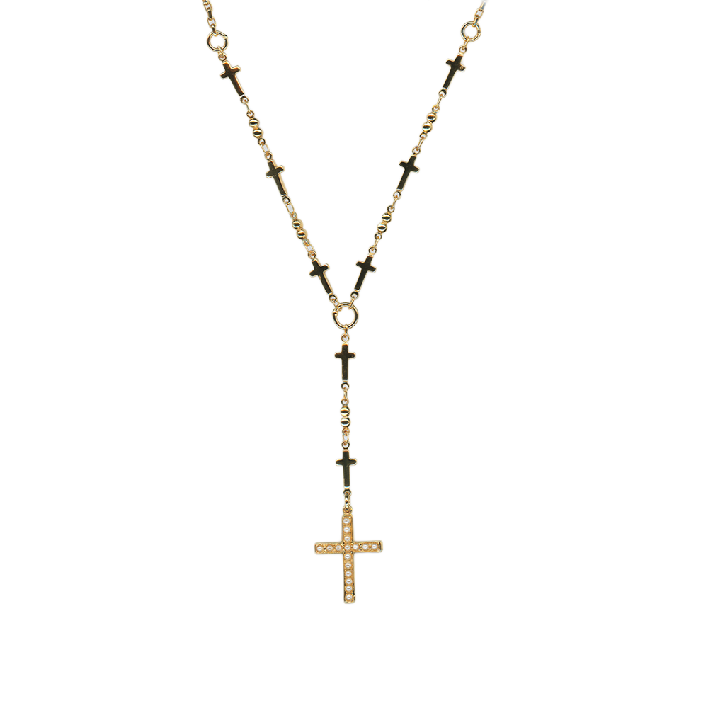 Cross Necklace in "Cream Pearl" *Custom*
