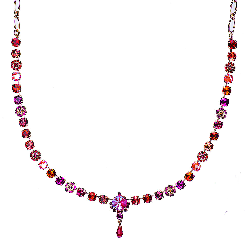Petite Necklace with Rivoli Center Cluster in "Hibiscus" *Preorder*