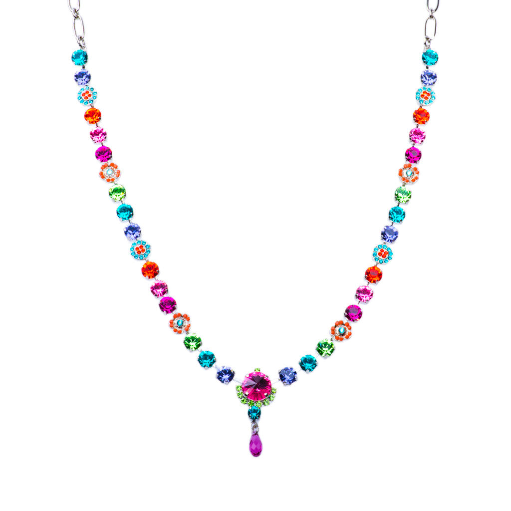 Petite Necklace with Rivoli Center Cluster in "Rainbow Sherbet" *Preorder*