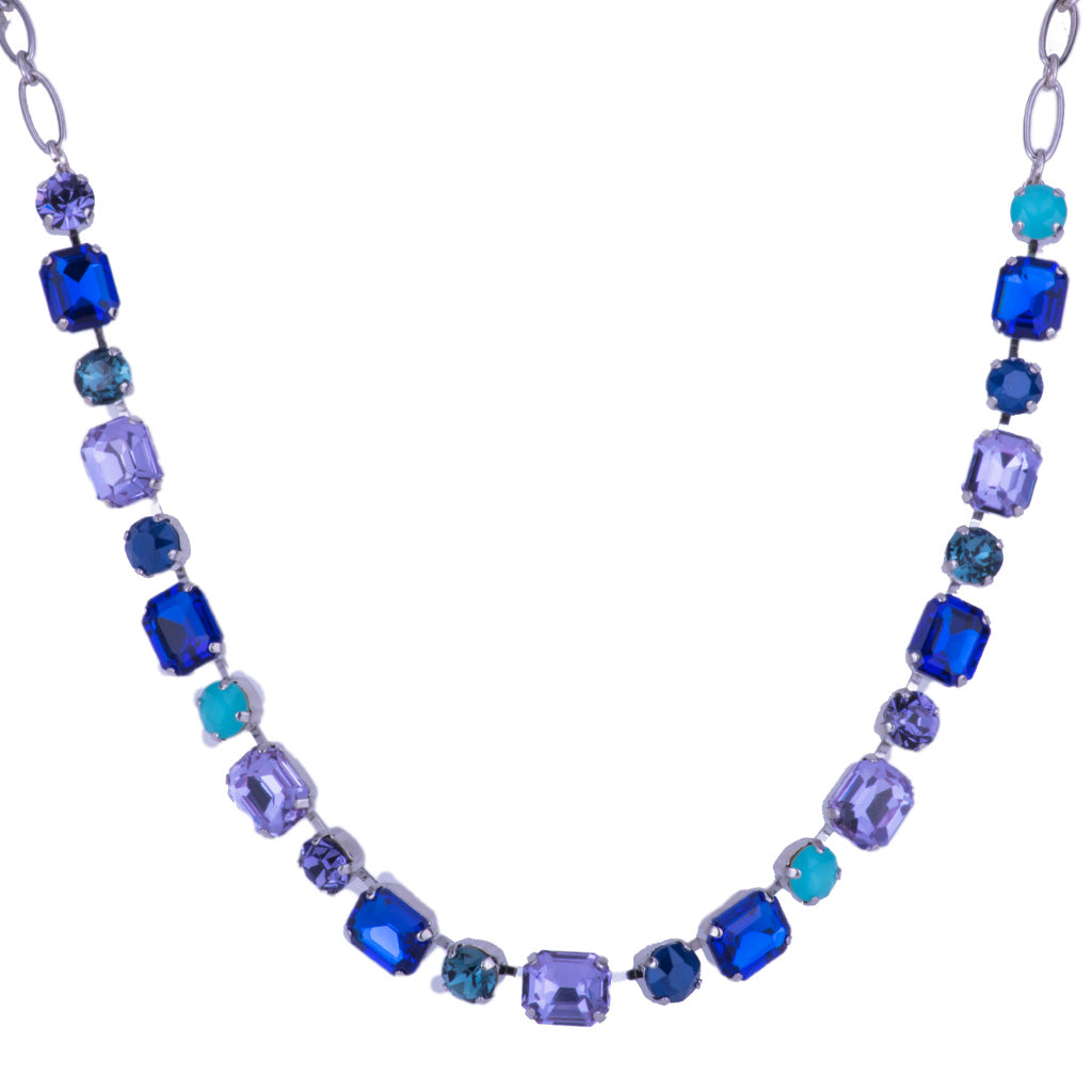 Medium Emerald Cut and Round Necklace in "Electric Blue" *Preorder*