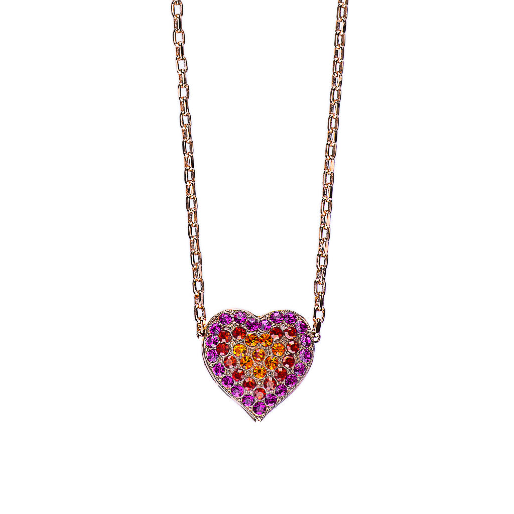 Double Sided Pavé Heart Pendant in "Hibiscus" *Preorder*