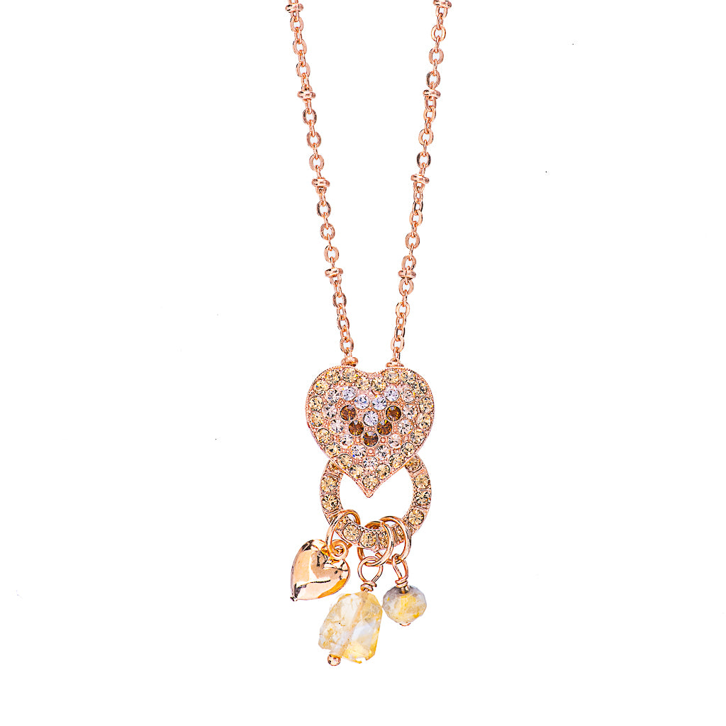 Open Circle Heart Pendant with Dangle Charms in "Chai" *Preorder*