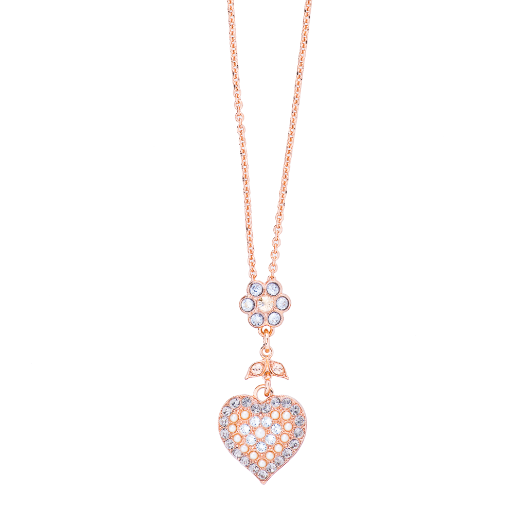 Heart and Petite Flower Pendant in "Earl Grey" *Preorder*