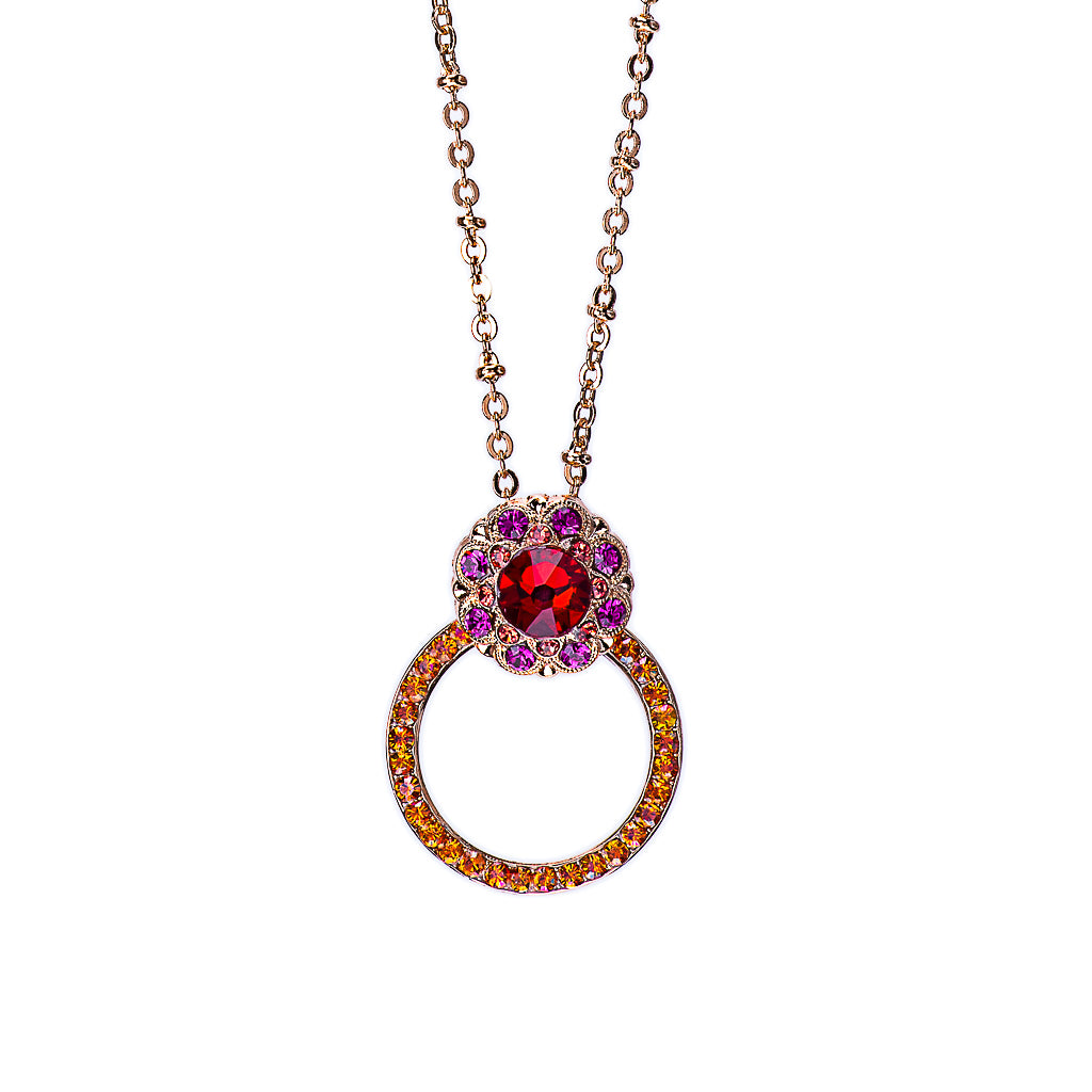 Open Circle Pendant with Cluster Element in "Hibiscus" *Preorder*