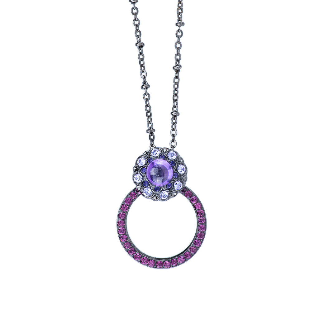 Open Circle Pendant with Cluster Element in "Wildberry" *Preorder*