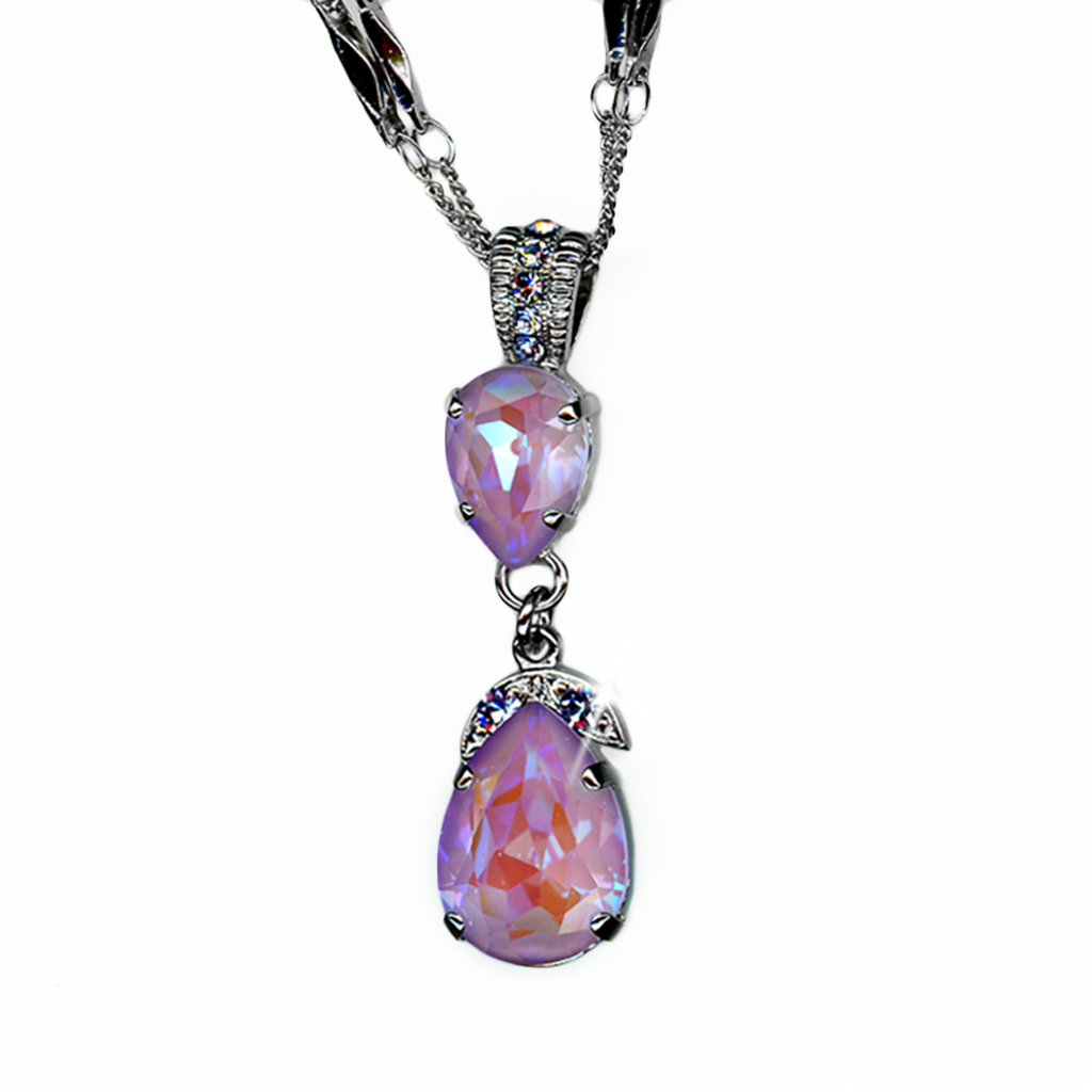 Double Stone Pear Pendant in Sun-Kissed "Lavender" *Custom*