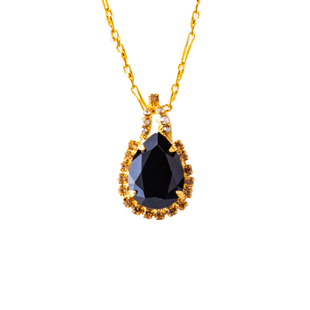 Teardrop Halo Pendant in "Golden Shadow and Jet" *Preorder*
