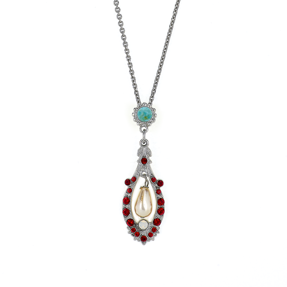Open Oval Pendant with Dangle Briolette in "Happiness" *Preorder*