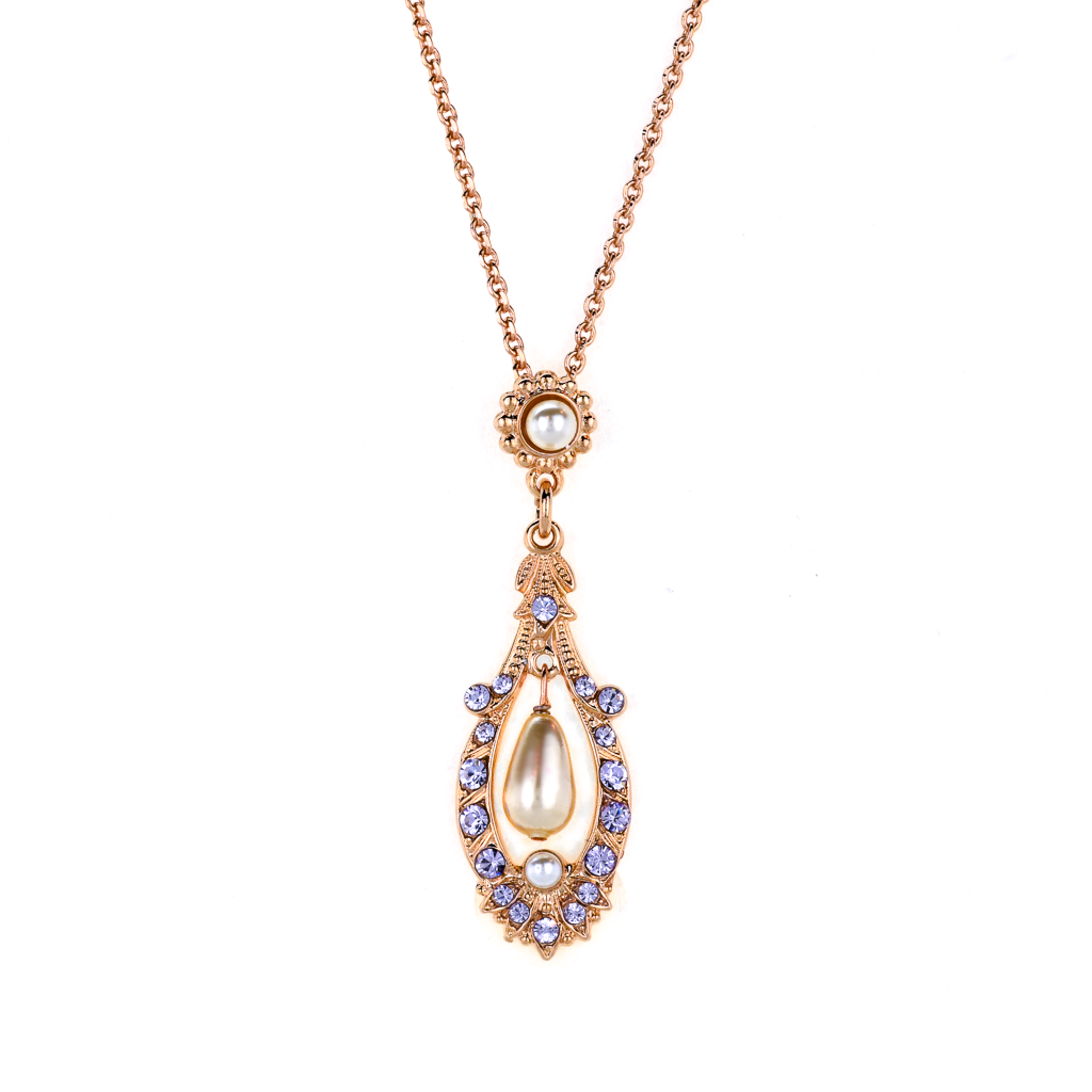 Open Oval Pendant with Dangle Briolette in "Romance" *Preorder*