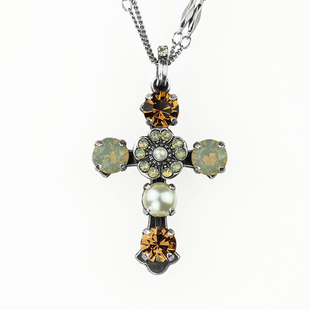 Flower Cross Pendant in "Champagne & Caviar" *Preorder*