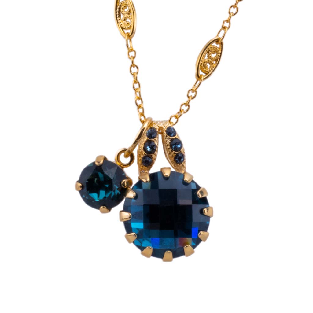 Extra Luxurious Double Stone Pendant in "Denim Blue" *Custom*
