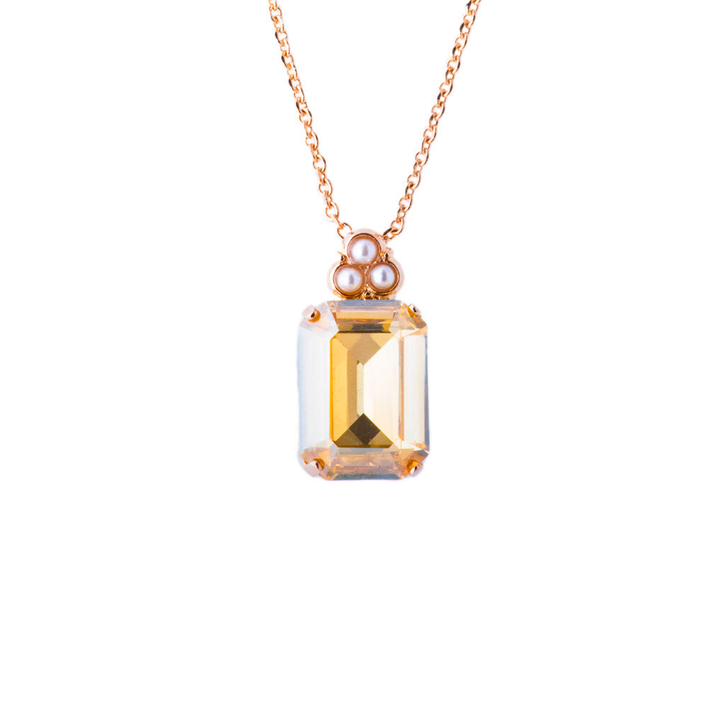 Emerald Cut Pendant with Round Top Stones in "Butter Pecan" *Preorder*