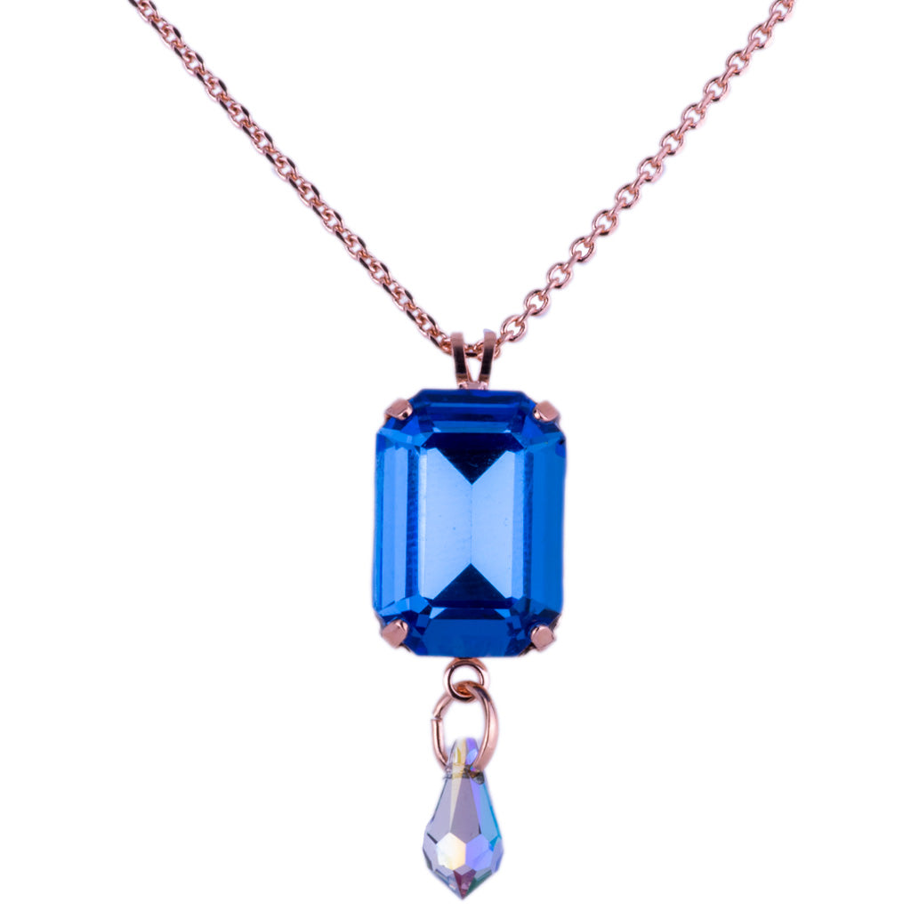 Extra Luxurious Emerald Cut Pendant With Briolette in "Electric Blue" *Preorder*