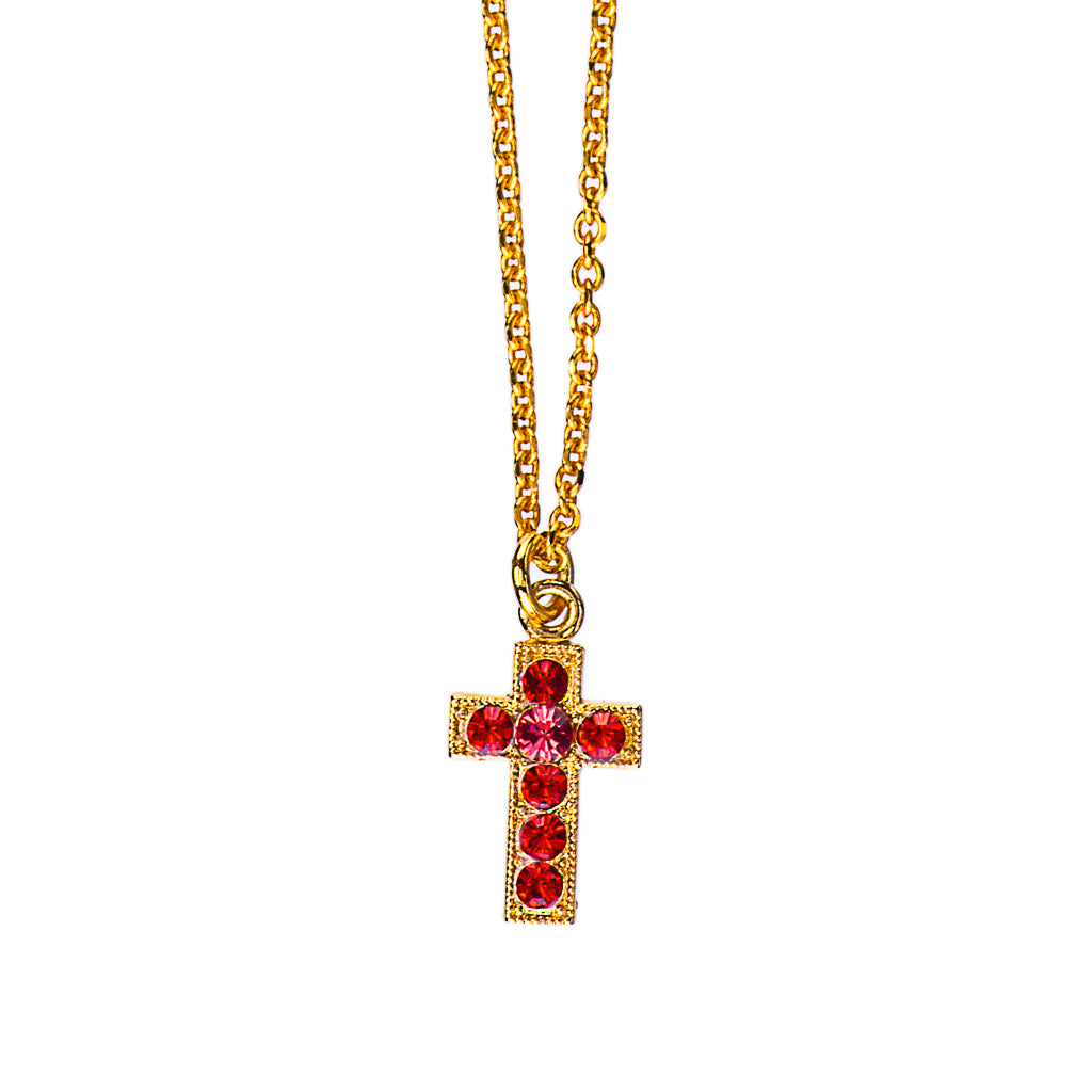 Petite Cross Pendant in "Hibiscus" *Preorder*