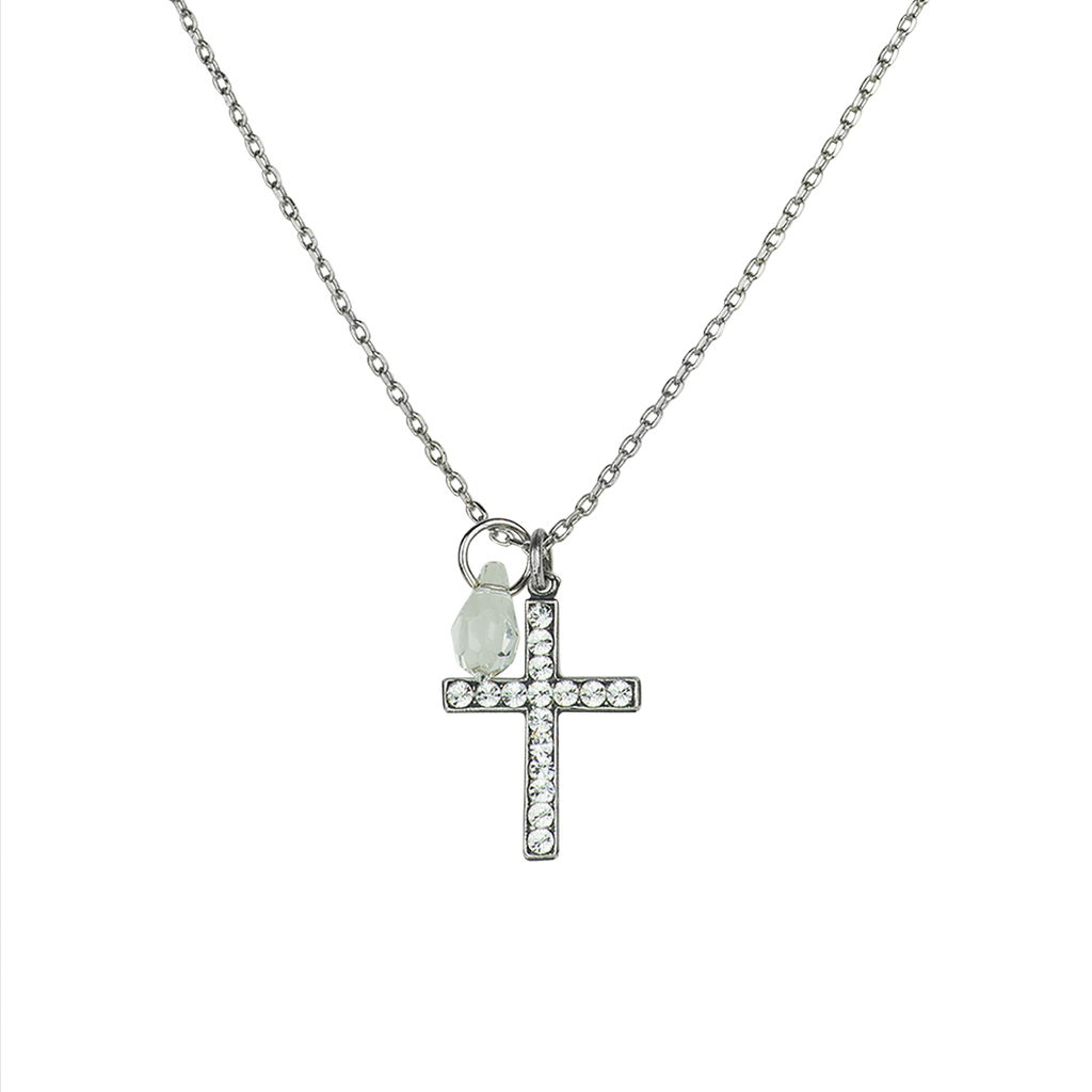 Petite Cross Pendant with Briolette in "On A Clear Day" *Custom*