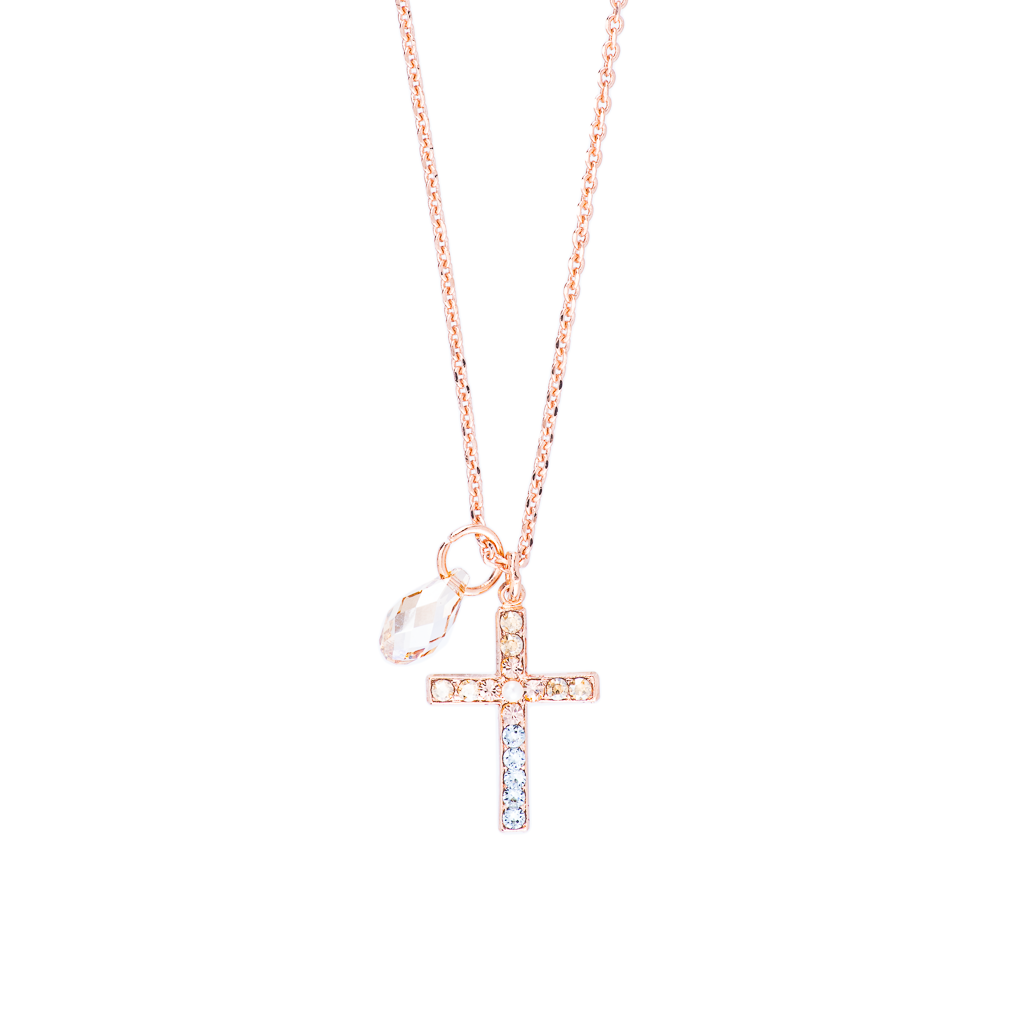 Petite Cross Pendant with Briolette in "Earl Grey" *Custom*