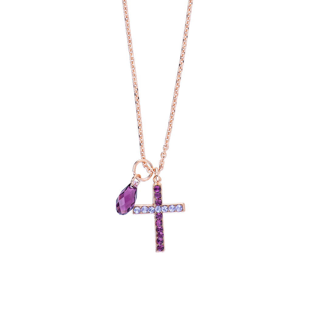 Petite Cross Pendant with Briolette in "Wildberry" *Preorder*