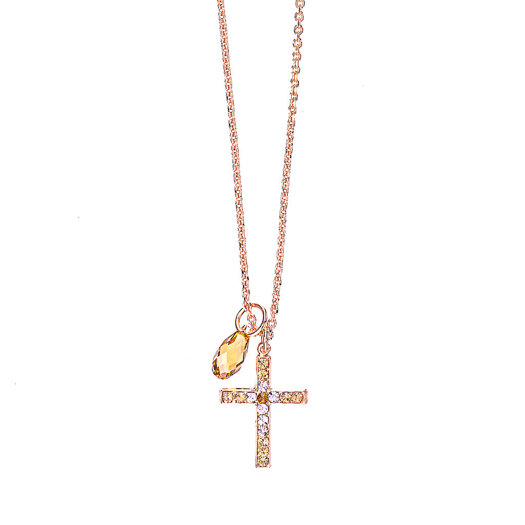 Petite Cross Pendant with Briolette in "Chai" *Preorder*