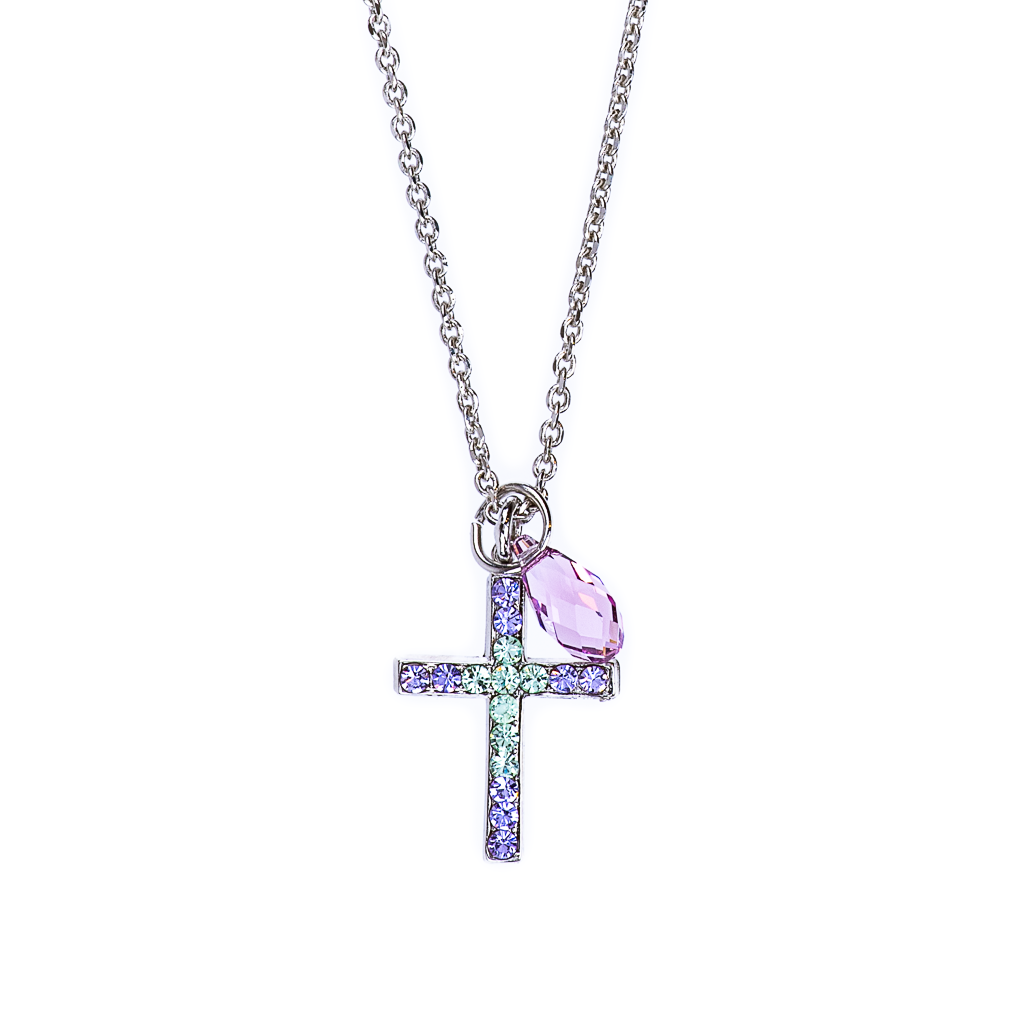 Petite Cross Pendant with Briolette in "Matcha" *Preorder*
