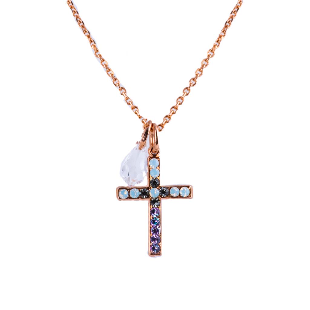 Petite Cross Pendant with Briolette in "Ice Queen" *Preorder*
